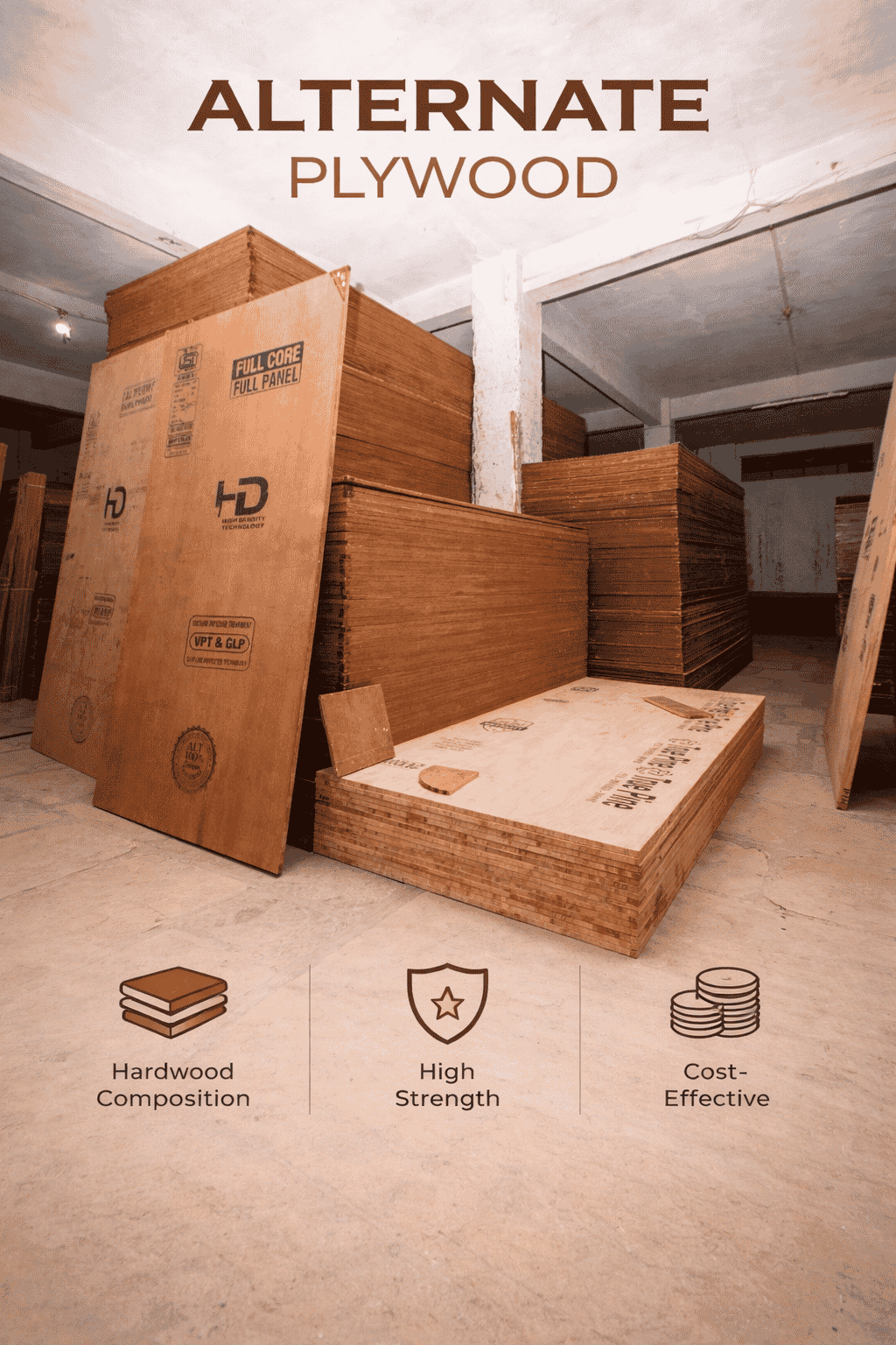 Alternate Plywood with mixed hardwood cores for economical budget furniture