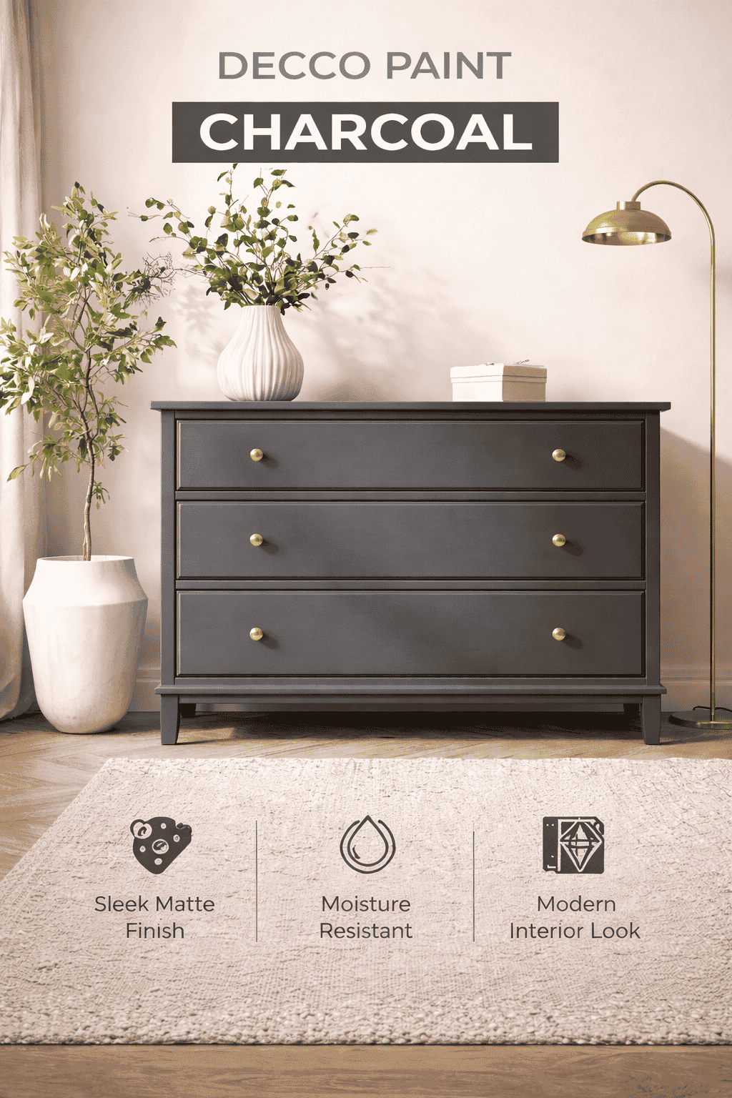 Decco Paint Charcoal smooth paintable profiles for custom interiors and kids rooms
