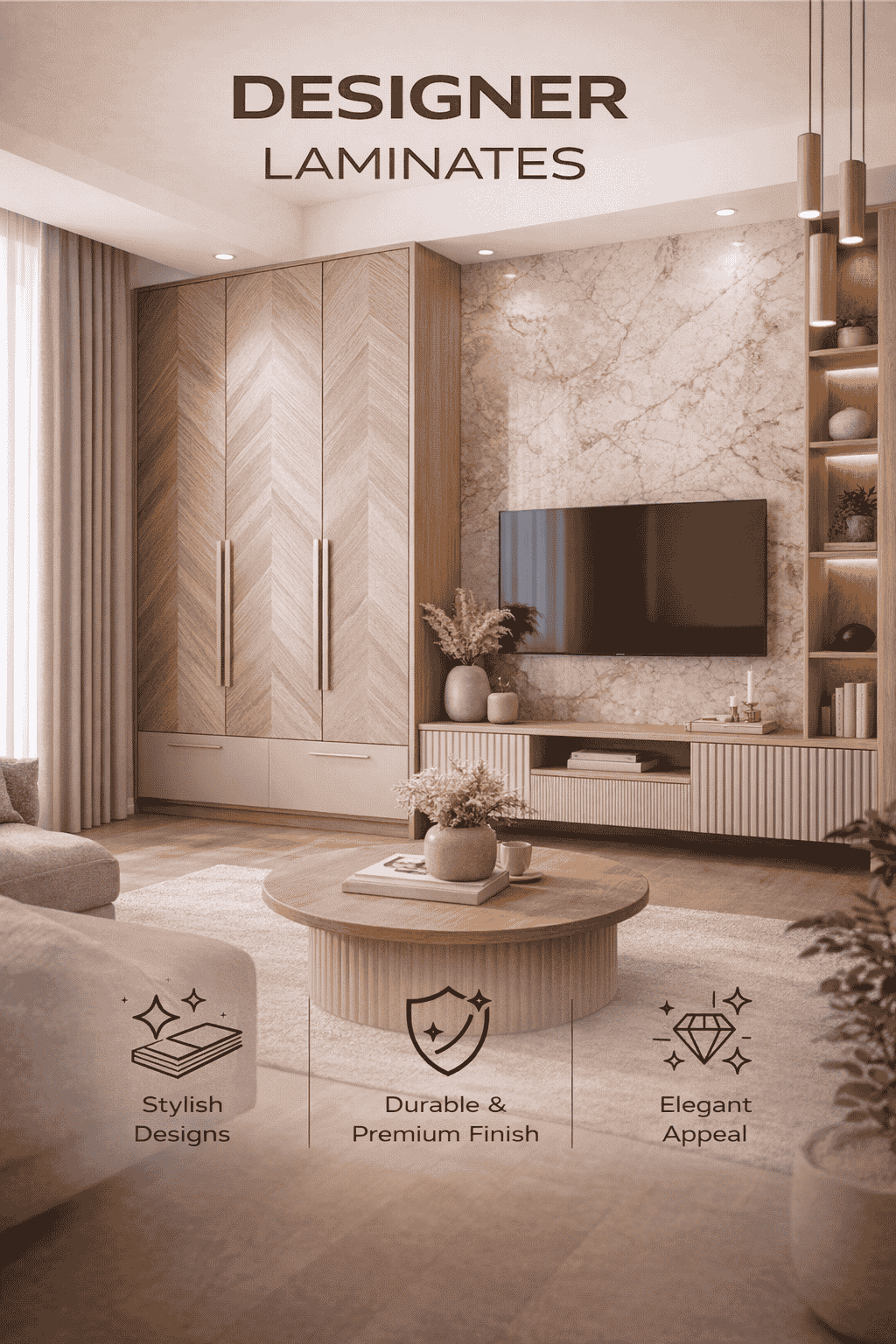 Designer Laminates with unique curated abstract textures for striking feature walls