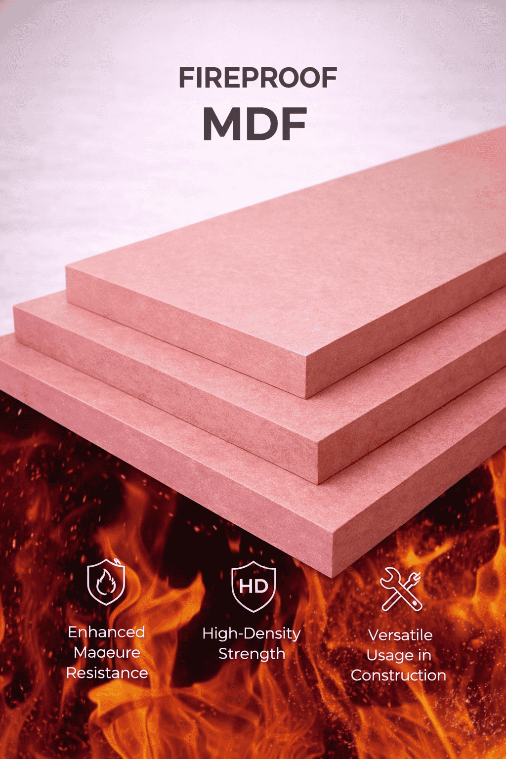Fireproof Fire Retardant MDF Boards engineered for commercial interiors and public safety