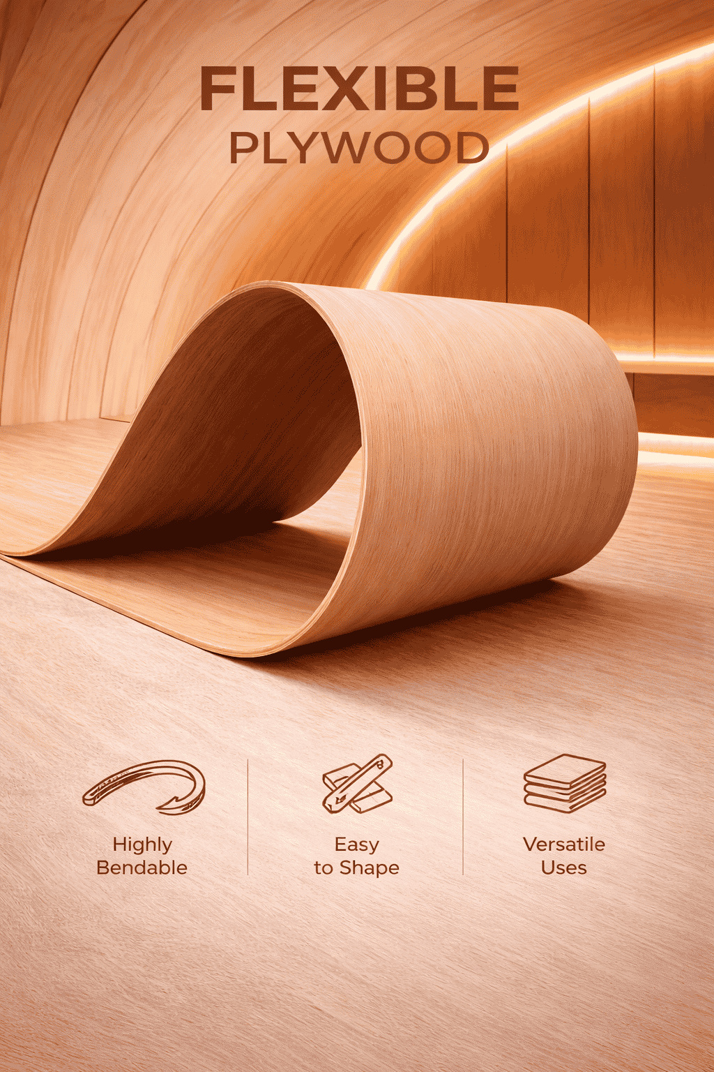 Flexible Flexi-ply Plywood for bending and curved architectural designs