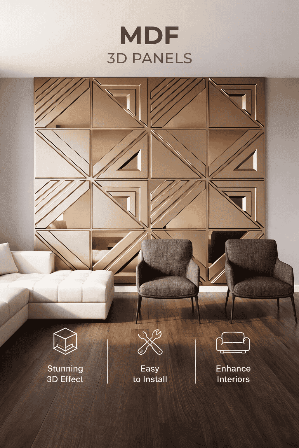 Decorative 3D Panels with pronounced raised patterns for dramatic accent walls