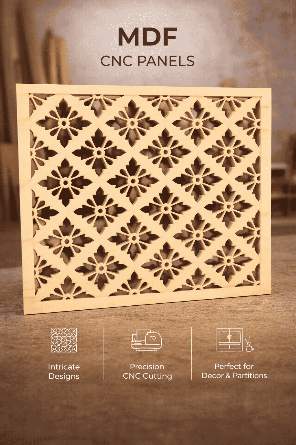 Precision CNC Panels machine cut for intricate customized breathable room partitions