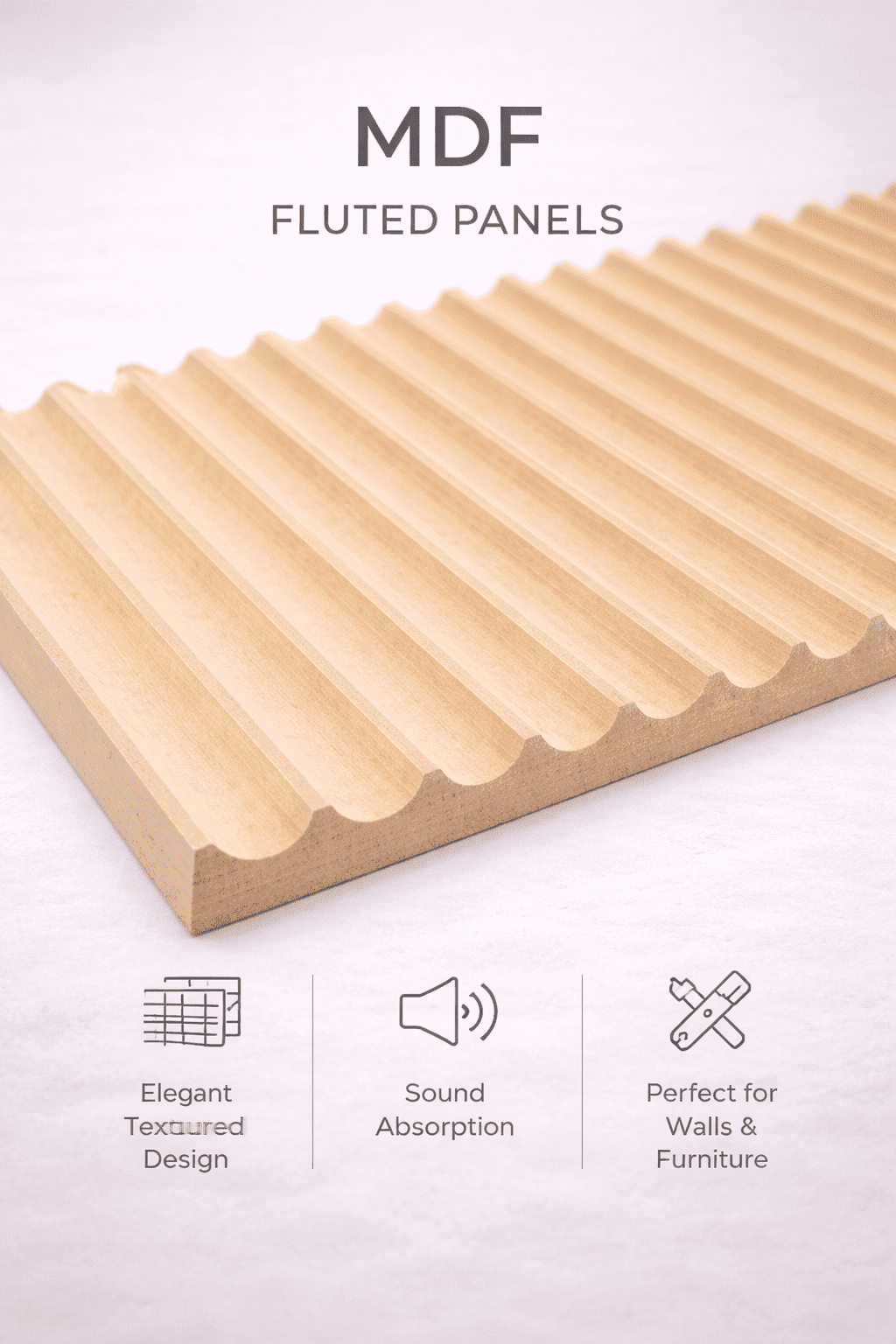 3D Fluted Panels featuring vertical grooves for striking modern TV units and feature walls