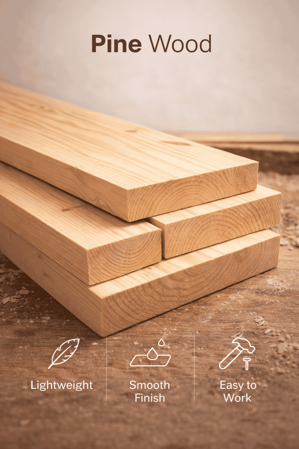 Pine Wood - lightweight light-toned timber ideal for minimal and modern design furniture and interiors
