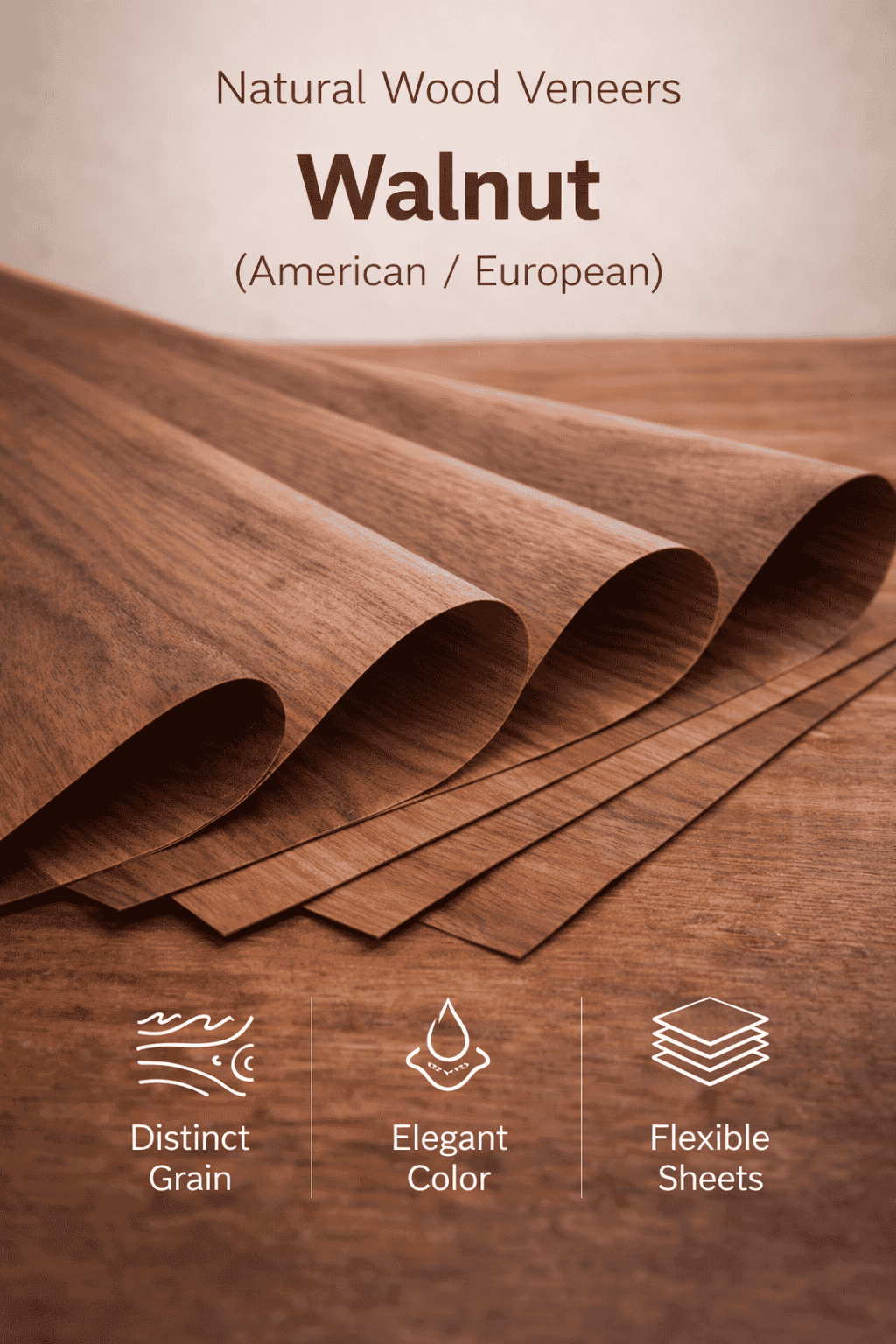 Walnut Veneers - American Black and European walnut veneers with dark elegant finish for luxury interiors