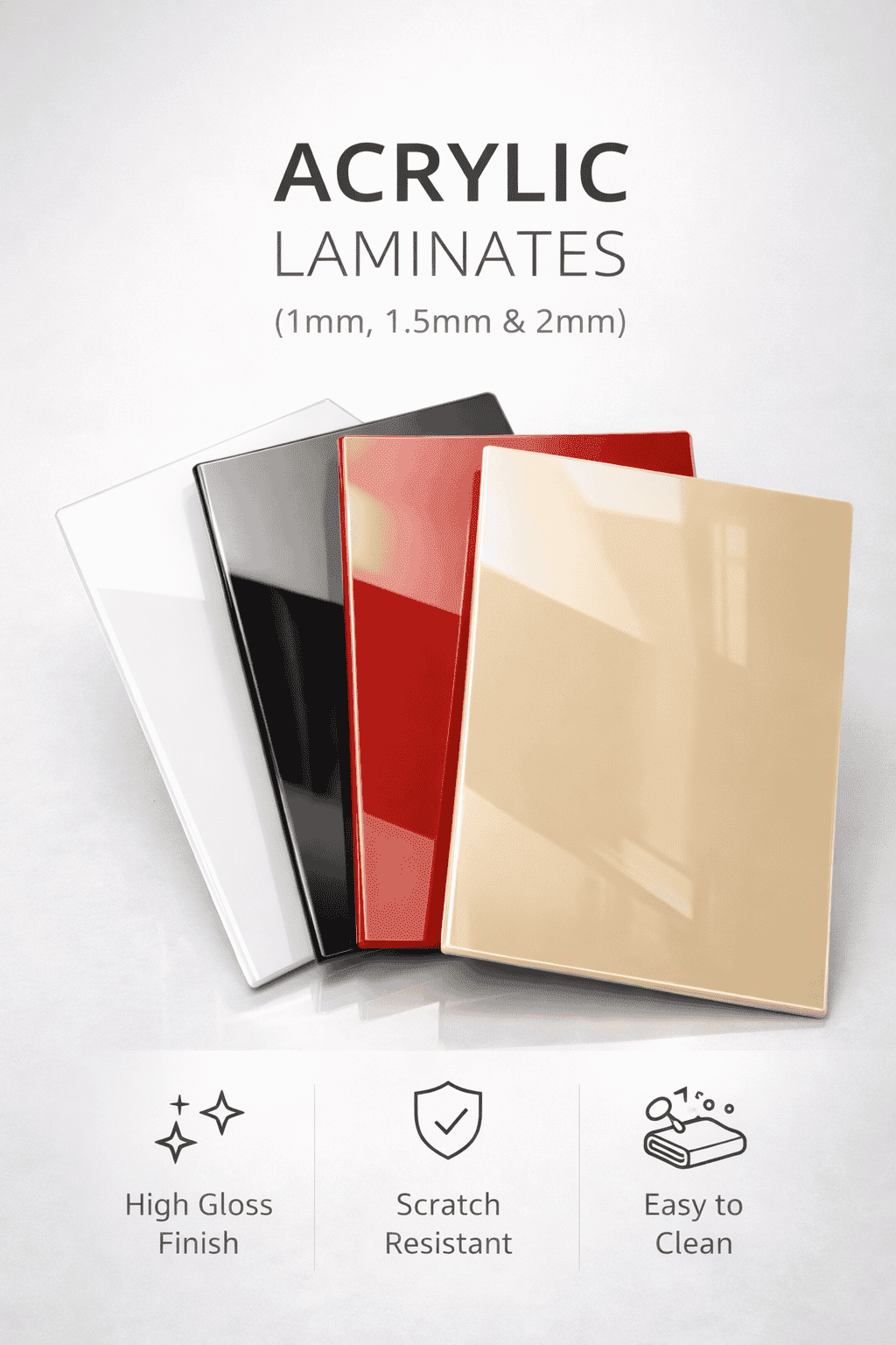 High-gloss Acrylic Laminates for durable modular kitchens and wardrobes