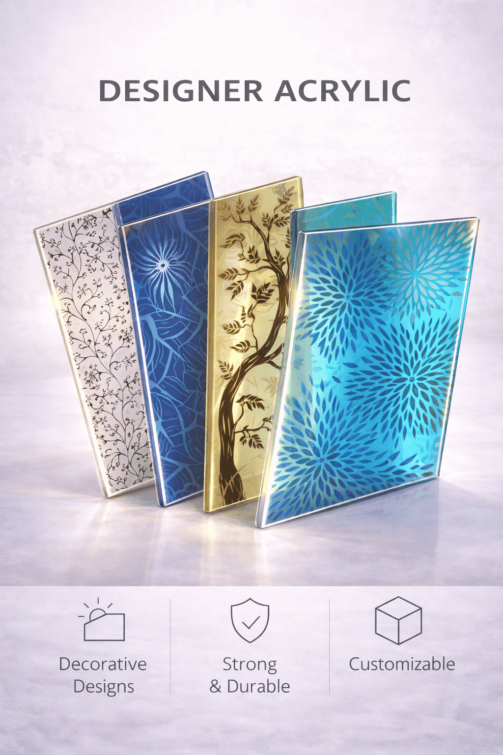 Designer Acrylic sheets with unique patterns for modern feature panels